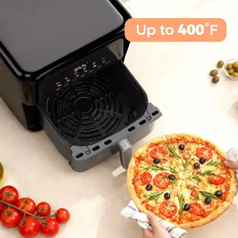 NAYSAYE Friteuse à air de 7,1 litres Grande capacité Fenêtre visible Écran tactile Cuisinière de comptoir pour cuisine familiale, Noir, 11,54 x 16,42 x 13,5