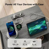 Lot de 2 tables de chevet avec station de recharge, table de chevet style ferme avec étagère ouverte, armoire fermée, port USB et prise CA, table de chevet avec rangement