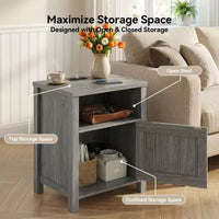 Lot de 2 tables de chevet avec station de recharge, table de chevet style ferme avec étagère ouverte, armoire fermée, port USB et prise CA, table de chevet avec rangement