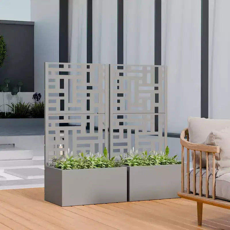 Jardinière d'extérieur en métal PexFix avec treillis décoratif Paravent brise-vue Lit de jardin Support pour plantes grimpantes Jardinière surélevée pour terrasse et cour