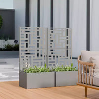 PexFix Jardinière extérieure métallique avec écran treillis décoratif, séparateur d'intimité, carré potager surélevé, support pour plantes grimpantes pour patio et cour
