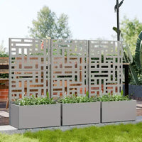 PexFix Jardinière extérieure métallique avec écran treillis décoratif, séparateur d'intimité, carré potager surélevé, support pour plantes grimpantes pour patio et cour