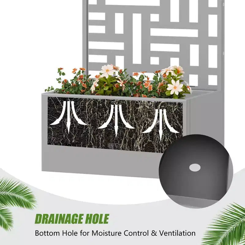 PexFix Jardinière extérieure métallique avec écran treillis décoratif, séparateur d'intimité, carré potager surélevé, support pour plantes grimpantes pour patio et cour