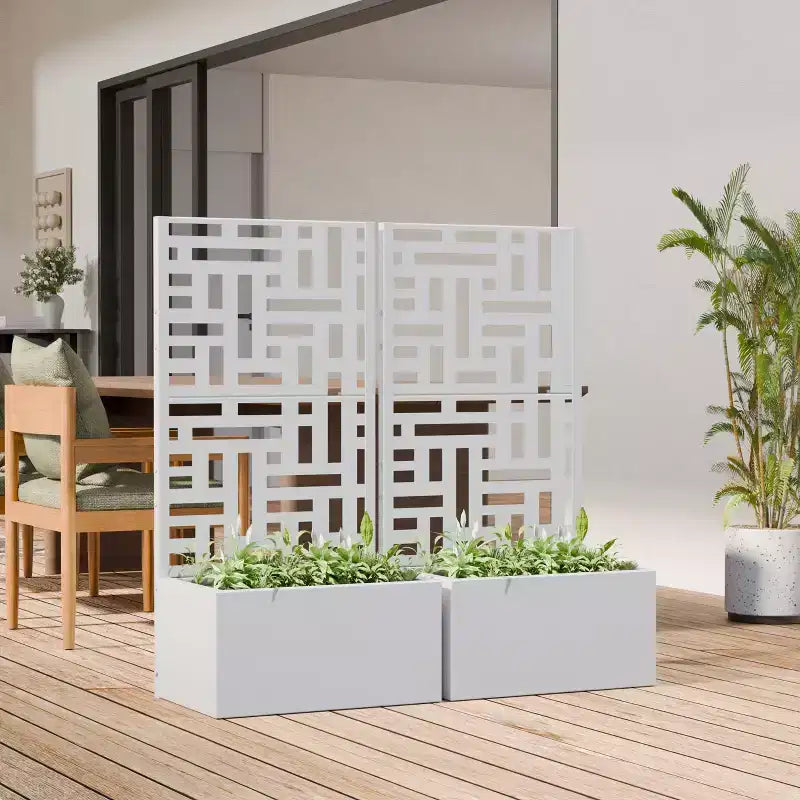 PexFix Jardinière extérieure métallique avec écran treillis décoratif, séparateur d'intimité, carré potager surélevé, support pour plantes grimpantes pour patio et cour