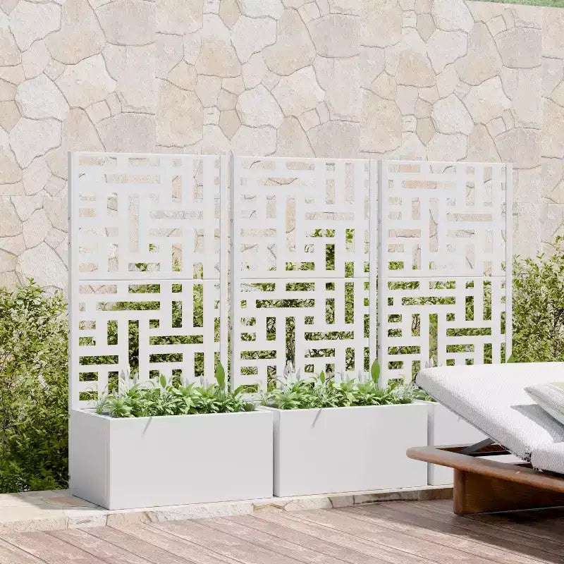 Jardinière d'extérieur en métal PexFix avec treillis décoratif Paravent brise-vue Lit de jardin Support pour plantes grimpantes Jardinière surélevée pour terrasse et cour