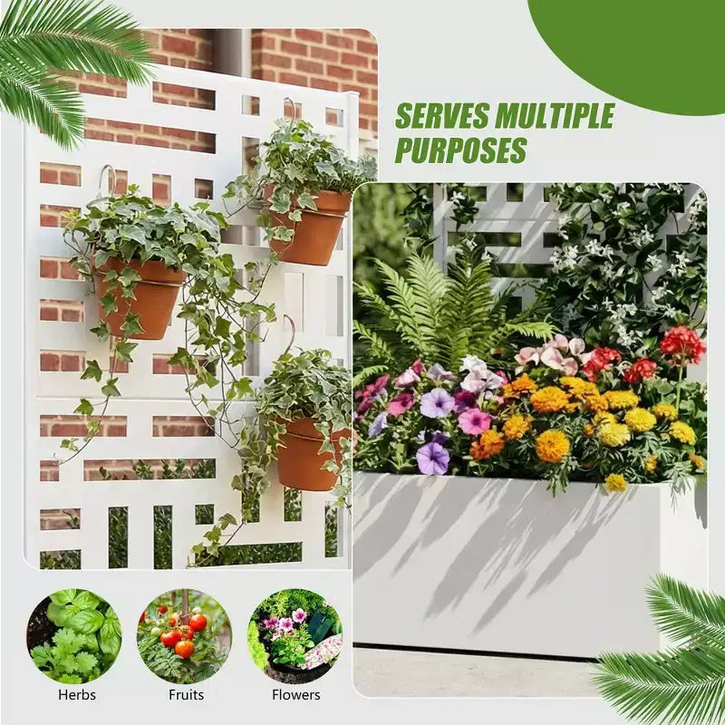 PexFix Jardinière extérieure métallique avec écran treillis décoratif, séparateur d'intimité, carré potager surélevé, support pour plantes grimpantes pour patio et cour