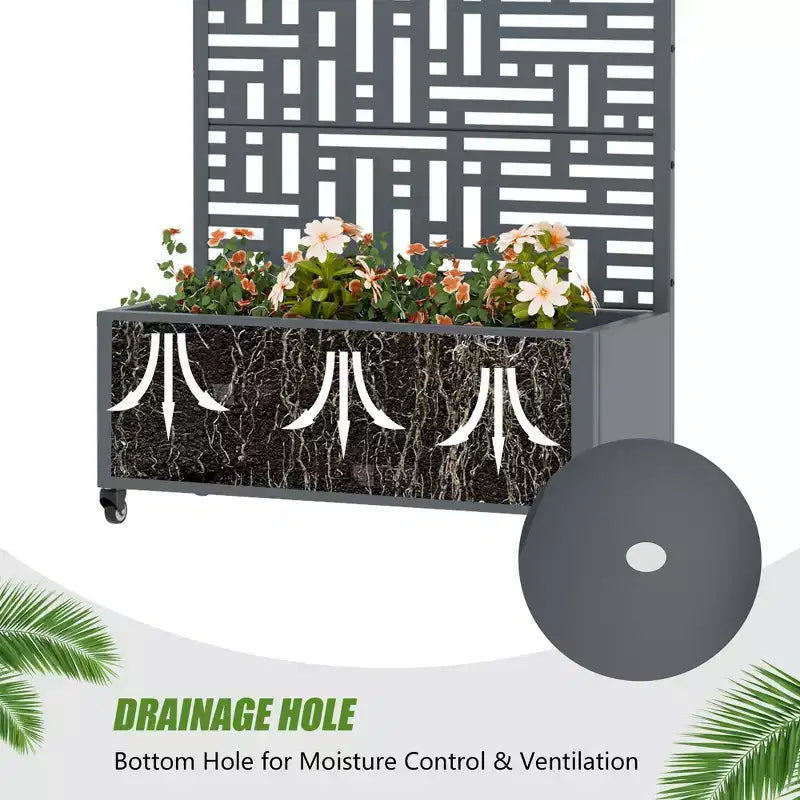 PexFix Jardinière extérieure métallique avec écran treillis décoratif, séparateur d'intimité, carré potager surélevé, support pour plantes grimpantes pour patio et cour