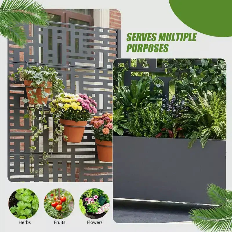 Jardinière d'extérieur en métal PexFix avec treillis décoratif Paravent brise-vue Lit de jardin Support pour plantes grimpantes Jardinière surélevée pour terrasse et cour
