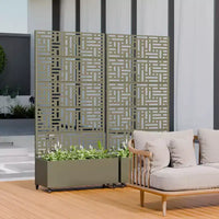 PexFix Jardinière extérieure métallique avec écran treillis décoratif, séparateur d'intimité, carré potager surélevé, support pour plantes grimpantes pour patio et cour
