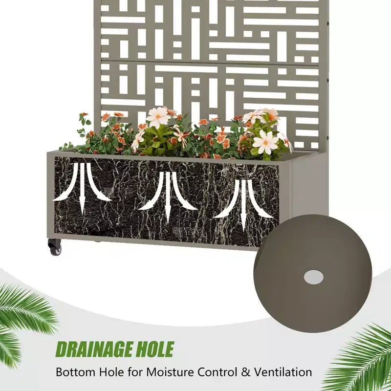 Jardinière d'extérieur en métal PexFix avec treillis décoratif Paravent brise-vue Lit de jardin Support pour plantes grimpantes Jardinière surélevée pour terrasse et cour