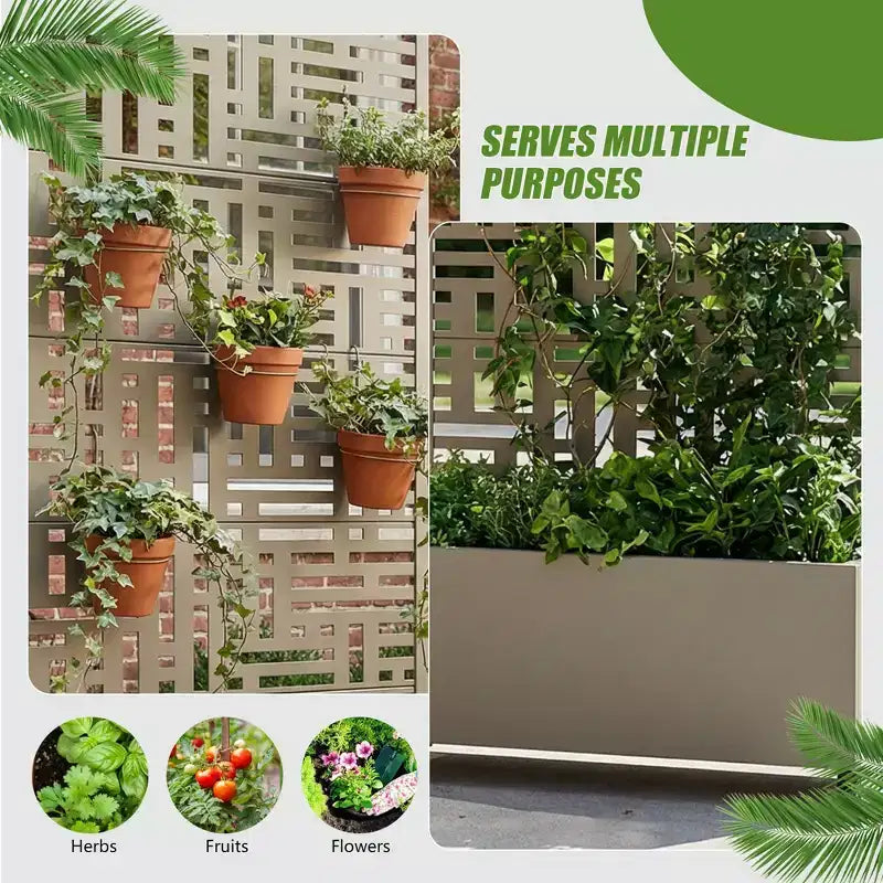 PexFix Jardinière extérieure métallique avec écran treillis décoratif, séparateur d'intimité, carré potager surélevé, support pour plantes grimpantes pour patio et cour