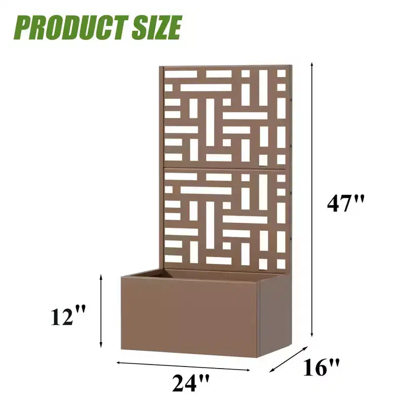 PexFix Jardinière extérieure métallique avec écran treillis décoratif, séparateur d'intimité, carré potager surélevé, support pour plantes grimpantes pour patio et cour