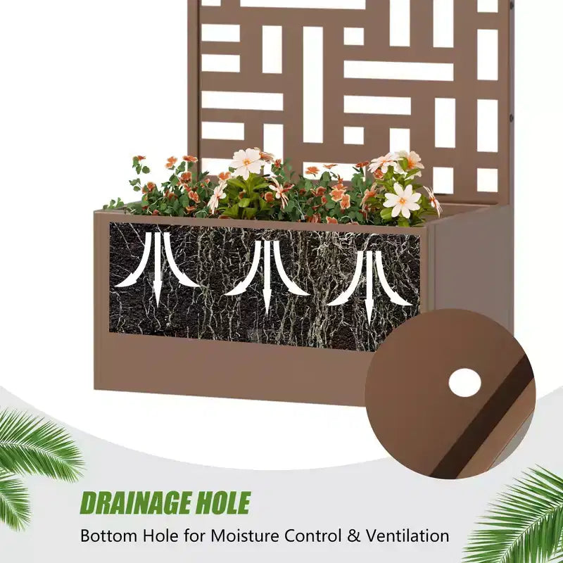 PexFix Jardinière extérieure métallique avec écran treillis décoratif, séparateur d'intimité, carré potager surélevé, support pour plantes grimpantes pour patio et cour