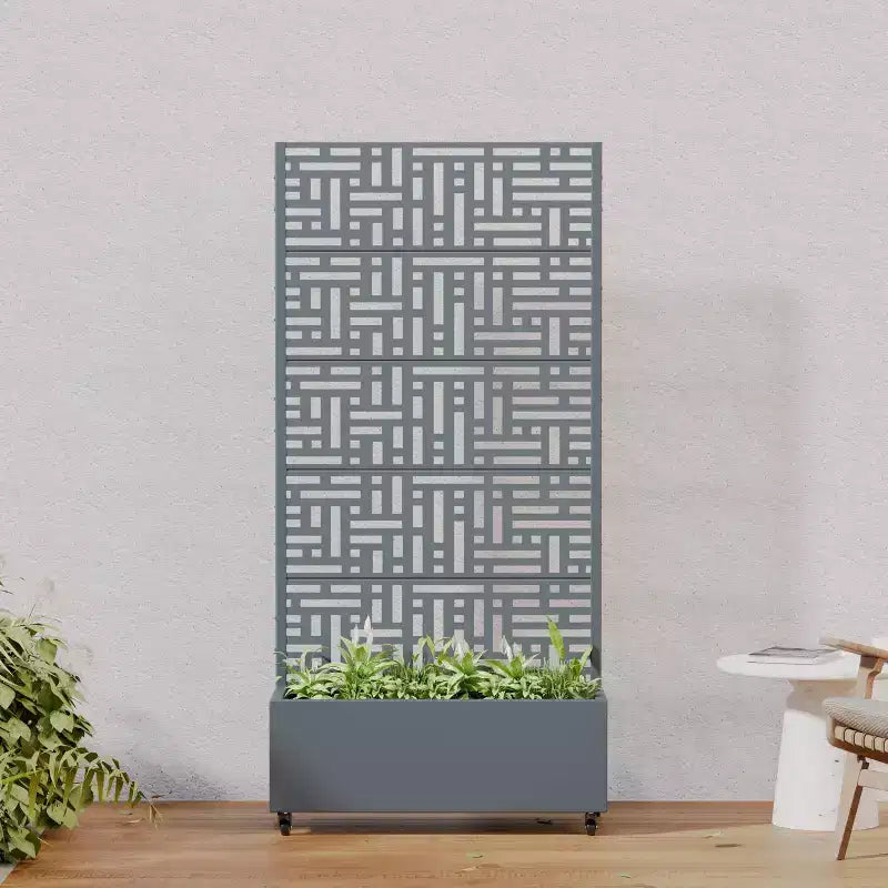 PexFix Jardinière extérieure métallique avec écran treillis décoratif, séparateur d'intimité, carré potager surélevé, support pour plantes grimpantes pour patio et cour