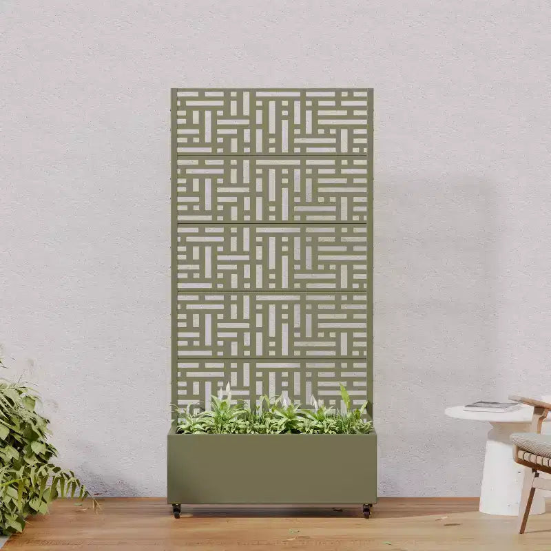 PexFix Jardinière extérieure métallique avec écran treillis décoratif, séparateur d'intimité, carré potager surélevé, support pour plantes grimpantes pour patio et cour