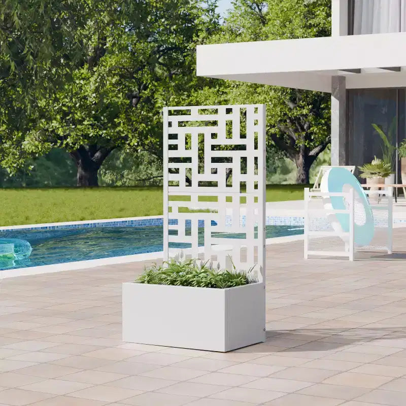 Jardinière d'extérieur en métal PexFix avec treillis décoratif Paravent brise-vue Lit de jardin Support pour plantes grimpantes Jardinière surélevée pour terrasse et cour