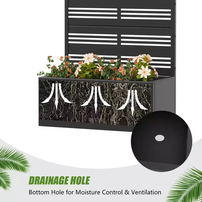 PexFix Lot de 2 jardinières extérieures en métal avec écran d'intimité, cloison décorative autoportante, lit de jardin surélevé avec treillis, conteneur à plantes multifonctionnel