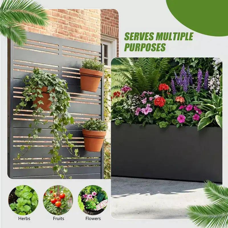 PexFix Lot de 2 jardinières extérieures en métal avec écran d'intimité, cloison décorative autoportante, lit de jardin surélevé avec treillis, conteneur à plantes multifonctionnel