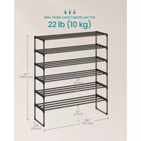 Étagère à chaussures métallique 6 niveaux, utilisation à la verticale ou à l'envers, peut contenir 24 à 30 paires, empilable, 30x92x108,5 cm, noire, pour entrée