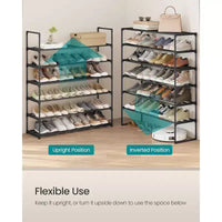 Étagère à chaussures métallique 6 niveaux, utilisation à la verticale ou à l'envers, peut contenir 24 à 30 paires, empilable, 30x92x108,5 cm, noire, pour entrée