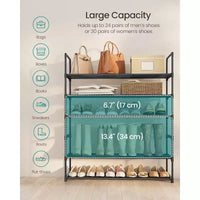 Étagère à chaussures métallique 6 niveaux, utilisation à la verticale ou à l'envers, peut contenir 24 à 30 paires, empilable, 30x92x108,5 cm, noire, pour entrée