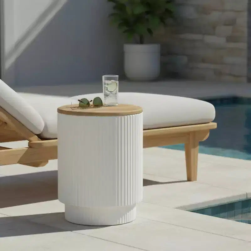 Christopher Knight Home Siriporn Table d'appoint de patio moderne ronde de rangement en béton léger