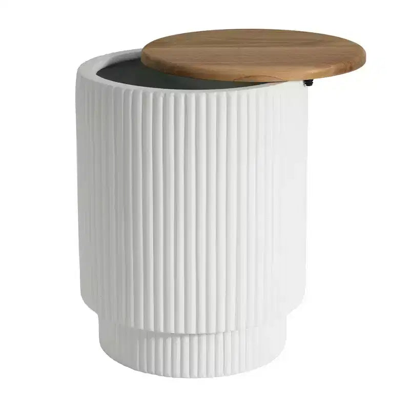 Christopher Knight Home Siriporn Table d'appoint de patio moderne ronde de rangement en béton léger