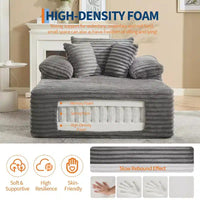 48,8" Canapé-lit chaise longue surdimensionné - Canapé sans structure en velours côtelé avec oreillers et accoudoirs larges pour salon ou chambre à coucher