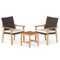 Costway Ensemble de mobilier de terrasse en résine tressée PE 3 pièces avec table basse et coussins pour porche avant