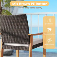 Costway Ensemble de mobilier de terrasse en résine tressée PE 3 pièces avec table basse et coussins pour porche avant
