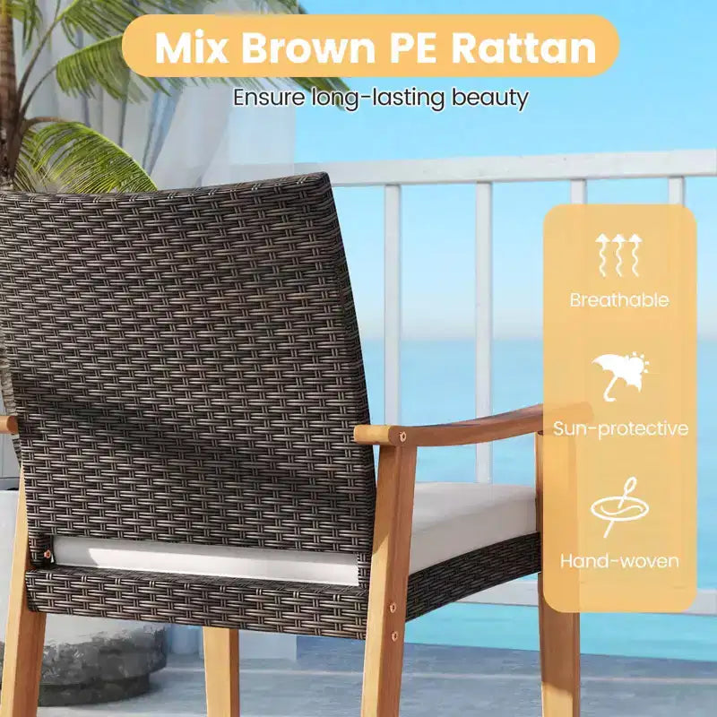 Costway Ensemble de mobilier de terrasse en résine tressée PE 3 pièces avec table basse et coussins pour porche avant