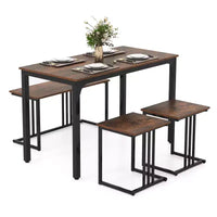 Costway Ensemble table à manger 4 pièces, table de cuisine industrielle avec banc et 2 tabourets pour 4 personnes