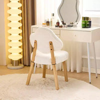 Fauteuil d'appoint moelleux Cloud Puff avec pieds en bois - Chaise moderne pour coiffeuse et salon