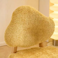Fauteuil d'appoint moelleux Cloud Puff avec pieds en bois - Chaise moderne pour coiffeuse et salon