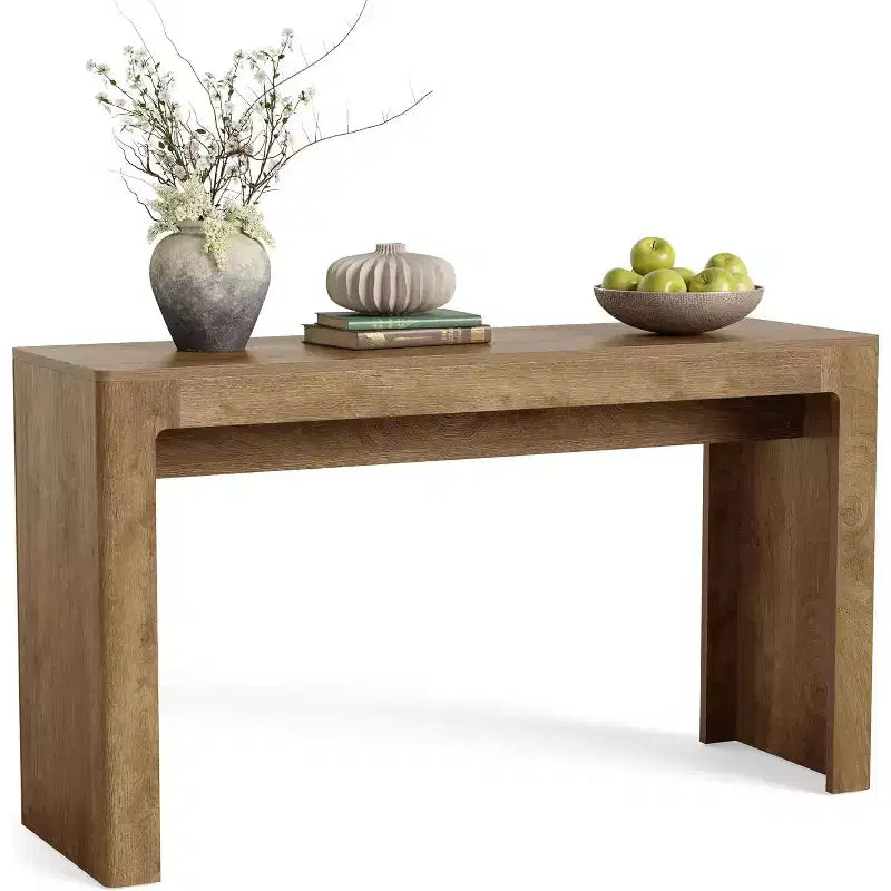 Table de bar en bois Lantine 63, table à manger rectangulaire hauteur comptoir style pub pour 4-6, unité de bar moderne pour cuisine, bistro, balcon