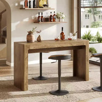 Table de bar en bois Lantine 63, table à manger rectangulaire hauteur comptoir style pub pour 4-6, unité de bar moderne pour cuisine, bistro, balcon