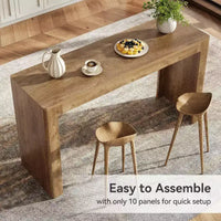 Table de bar en bois Lantine 63, table à manger rectangulaire hauteur comptoir style pub pour 4-6, unité de bar moderne pour cuisine, bistro, balcon