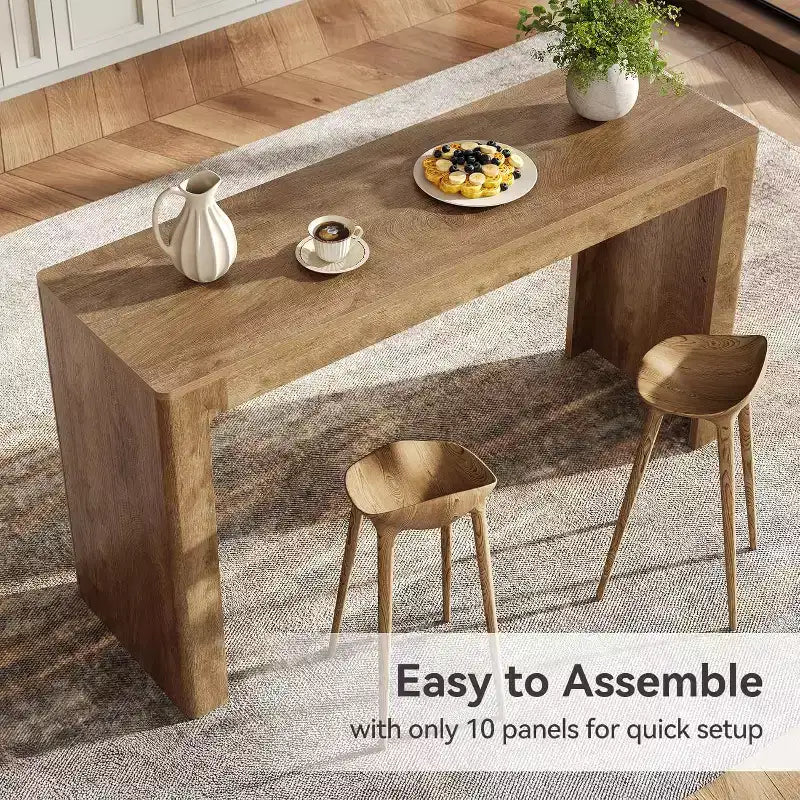 Table de bar en bois Lantine 63, table à manger rectangulaire hauteur comptoir style pub pour 4-6, unité de bar moderne pour cuisine, bistro, balcon