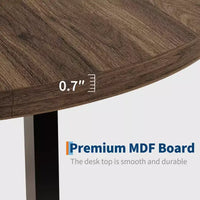 Table à manger ronde industrielle de 47 pouces pour 4-6 personnes, table de cuisine peu encombrante en bois avec cadre en métal, table à manger moderne rustique, sans chaises