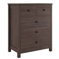 Commode en bois à 5 tiroirs avec tiroirs profonds, armoire d'entrée robuste avec poignées rondes pour chambre à coucher, salon, bureau
