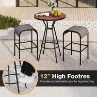 Costway Ensemble de bistro 3 pièces pour terrasse avec table ronde, trou pour parasol de 4 cm et 2 tabourets, structure en métal