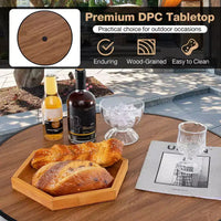 Costway Ensemble de bistro 3 pièces pour terrasse avec table ronde, trou pour parasol de 4 cm et 2 tabourets, structure en métal