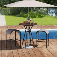 Costway Ensemble de bistro 3 pièces pour terrasse avec table ronde, trou pour parasol de 4 cm et 2 tabourets, structure en métal