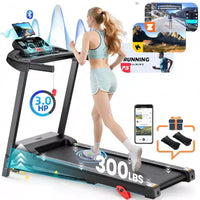 Tapis de course en promotion, Tapis roulant pliable de gym à domicile 3,1 CV avec inclinaison manuelle, Appareil de cardio-training, 64 programmes, Capacité de 136 kg