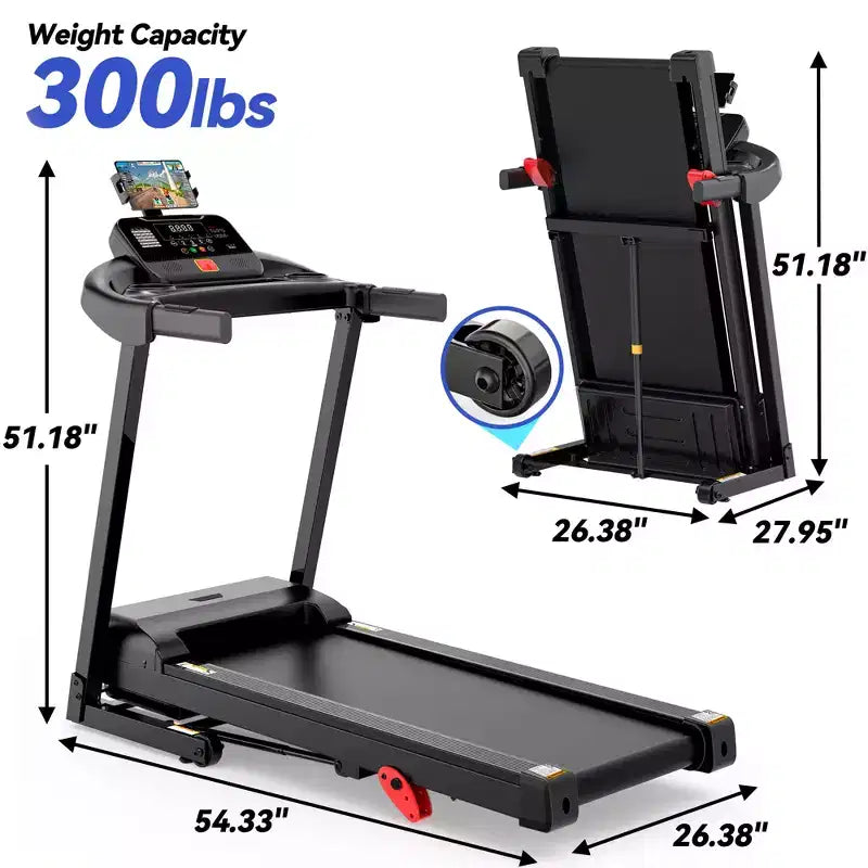 Tapis de course en promotion, Tapis roulant pliable de gym à domicile 3,1 CV avec inclinaison manuelle, Appareil de cardio-training, 64 programmes, Capacité de 136 kg