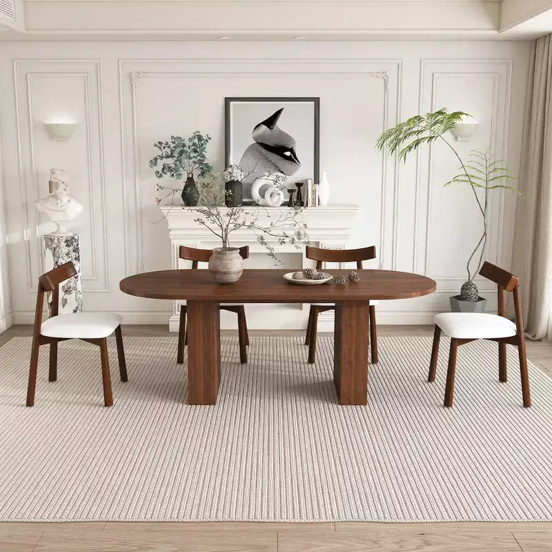 Ensemble table à manger ovale 4 places en bois GDFStudio Hayden Farmhouse de 62,9 pouces