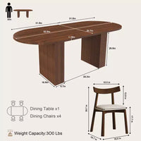 Ensemble table à manger ovale 4 places en bois GDFStudio Hayden Farmhouse de 62,9 pouces