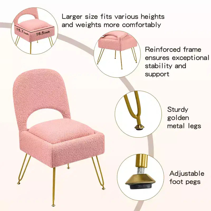 Furniliving Chaise de coiffeuse avec rangement, chaise de maquillage de rangement avec dossier pliant