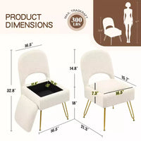 Furniliving Chaise de coiffeuse avec rangement, chaise de maquillage de rangement avec dossier pliant