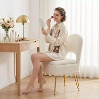 Furniliving Chaise de coiffeuse avec rangement, chaise de maquillage de rangement avec dossier pliant